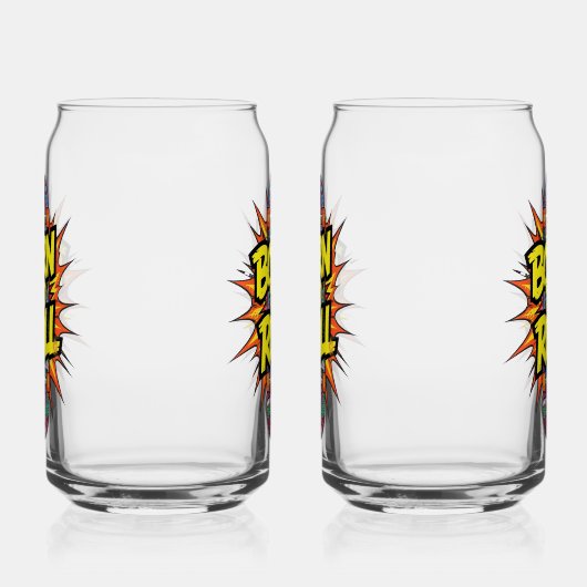 Retro Comic Style "Born to Roll" Skater Blikvorm Glas (Links)