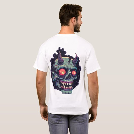 Retro Comic Style Monster Schedel T-shirt (Achterkant volledig)