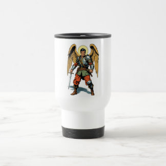Retro Comic Style St Michael Travel Mug Reisbeker