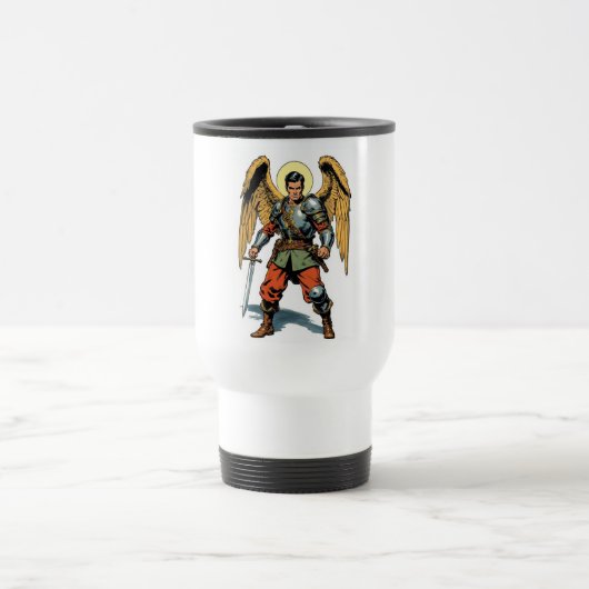Retro Comic Style St Michael Travel Mug Reisbeker (Center)