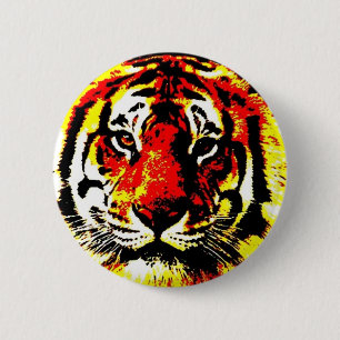 Retro Comic Style Tijgerogen Pinback Button