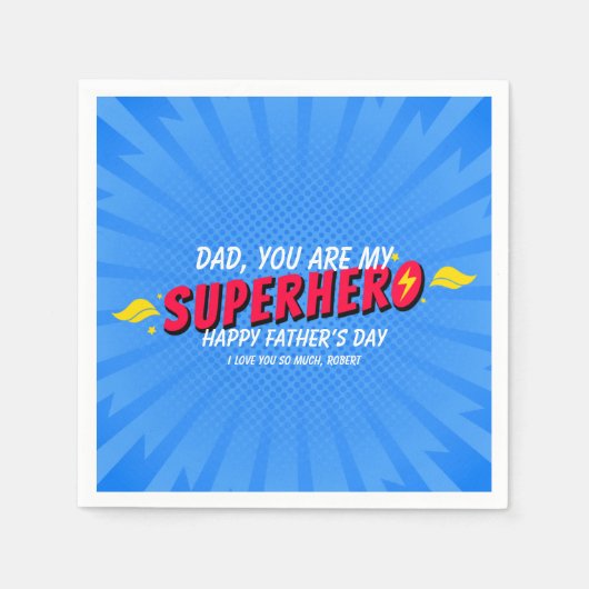 Retro Comic Superheld Vaderdagfeest Servet (Voorkant)