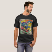 Retro Comic T-Rex Skateboarding T-shirt (Voorkant volledig)