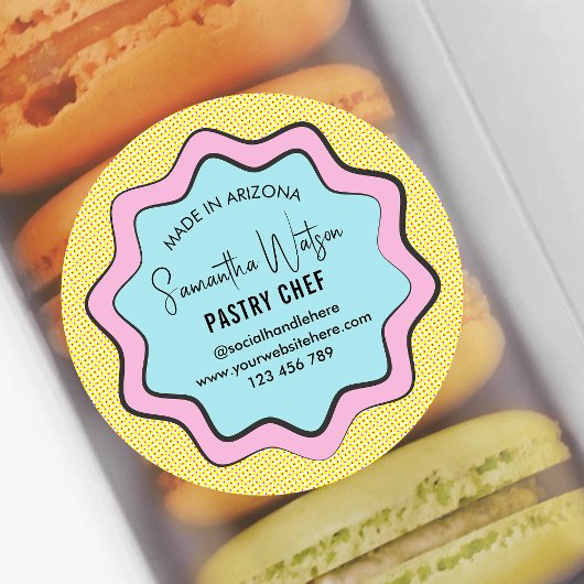 Retro Comic Trendy Leuk Kleurrijk Café Bakkerij Ch Ronde Sticker