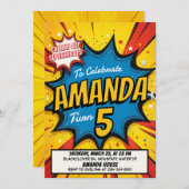 Retro Comic verjaardagsfeestje Kaart (Voorkant / Achterkant)