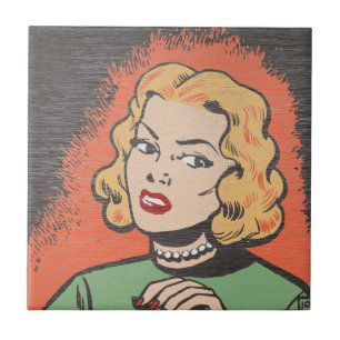 Retro Comic Vrouw - Pop Art Tegeltje