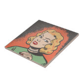 Retro Comic Vrouw - Pop Art Tegeltje (Zijkant)