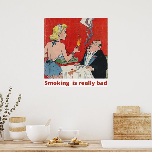 Retro Comics Boek Afbeeldingen - Roken is slecht v Poster (Keuken)