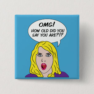 RETRO COMICS-knoppen Vierkante Button 5,1 Cm
