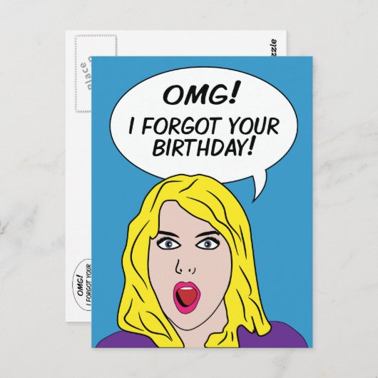 RETRO COMICS laat verjaardagsfeest briefkaart (Voorkant / Achterkant)