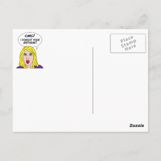 RETRO COMICS laat verjaardagsfeest briefkaart (Achterkant)