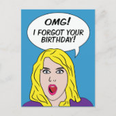 RETRO COMICS laat verjaardagsfeest briefkaart (Voorkant)