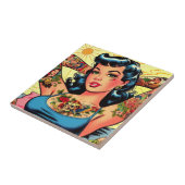 Retro Comics Tattoo Girl Tegeltje (Zijkant)