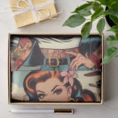 Retro Comics Tattoo Girl Tissuepapier (Geschenk)