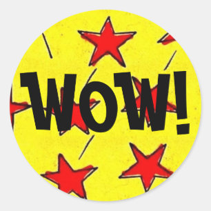 Retro Comix Stars WOW! Ronde Sticker