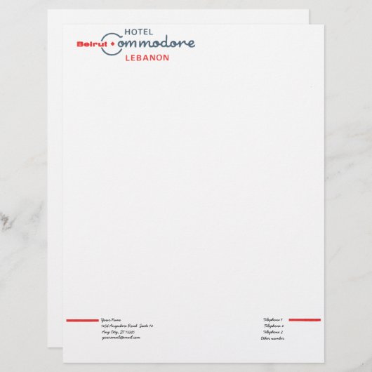 Retro Commodore Hotel Briefhoofd (Voorkant / Achterkant)