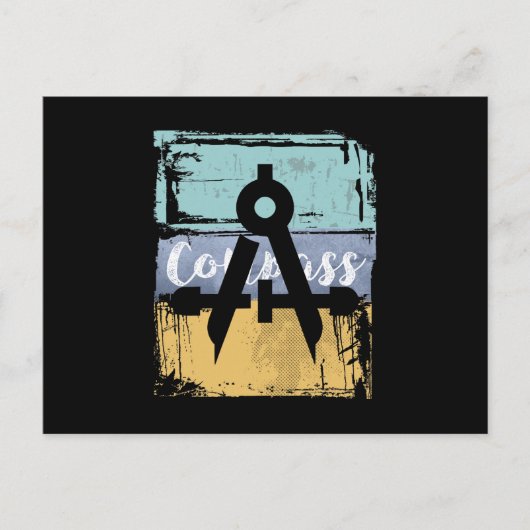 Retro Compass Architect Engineer Briefkaart (Voorkant)