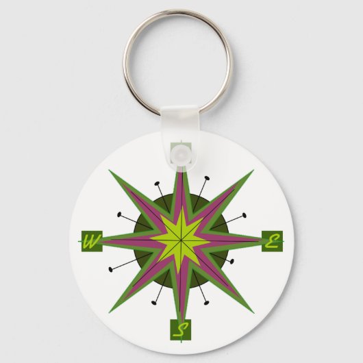 Retro Compass Design Sleutelhanger (Voorkant)