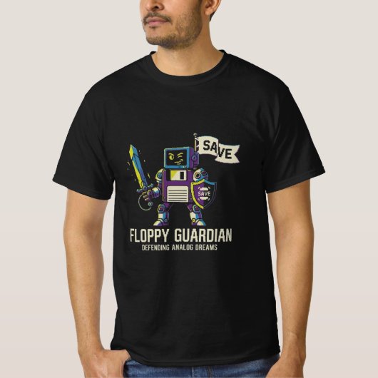 Retro Computer T-Shirt De Floppy Guardian Vintage (Voorkant)
