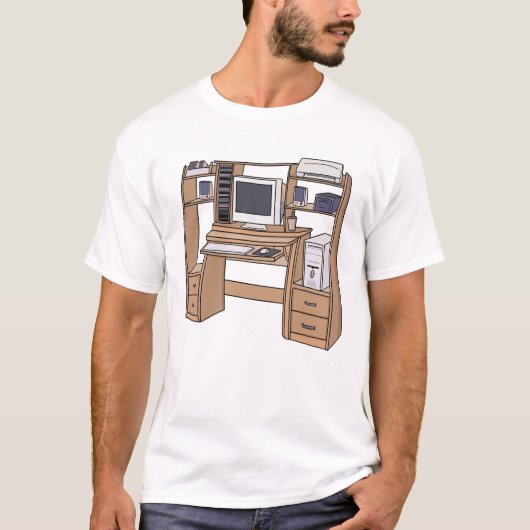 Retro computerbureau-opstelling 90s 2000s Nostalgi T-shirt (Voorkant)