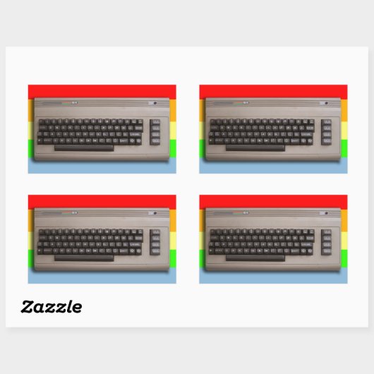 retro-computertoetsenbord? rechthoekige sticker (Vel)