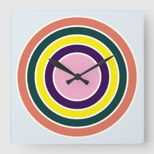 Retro Concentrische Cirkel Pop Art Wandklok (Voorkant)