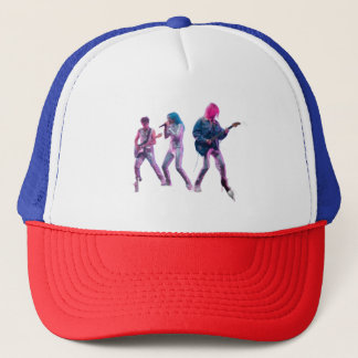 Retro Concert Trucker Hoed Neon Synth Rockband Pet