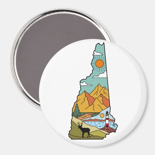 Retro Concord New Hampshire White Mountain Magneet (Voorkant / Achterkant)