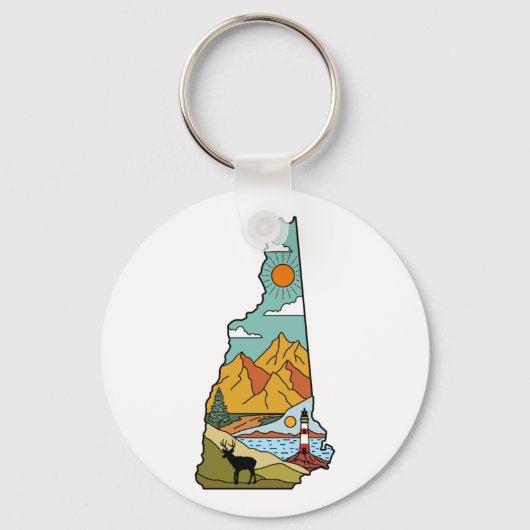 Retro Concord New Hampshire White Mountain Sleutelhanger (Voorkant)