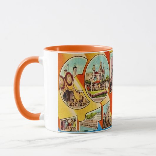Retro Coney Island NY Postcard Mug Mok (Links)