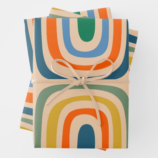 Retro Confaab Boho Abstract Kleurrijk Patroon Inpakpapier Vel (In situ)