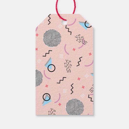 Retro Confetti Memphis Patroonroze Cadeaulabel (Achterkant)