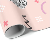 Retro Confetti Memphis Patroonroze Cadeaupapier (Rol Hoek)