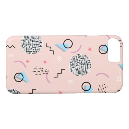 Retro Confetti Memphis Patroonroze Case-Mate iPhone Case (Achterkant (Horizontaal))