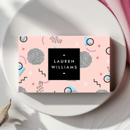 Retro Confetti Memphis Patroonroze Visitekaartje