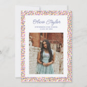 Retro Confetti Stippen Fun Border Foto Afstuderen Aankondiging (Voorkant)