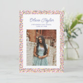 Retro Confetti Stippen Fun Border Foto Afstuderen Aankondiging (Staand voorkant)