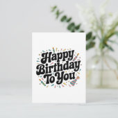 Retro Confetti Verjaardag Briefkaart (Staand voorkant)