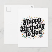 Retro Confetti Verjaardag Briefkaart (Voorkant / Achterkant)