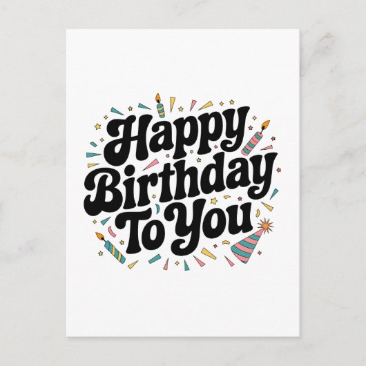 Retro Confetti Verjaardag Briefkaart (Voorkant)
