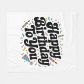 Retro Confetti Verjaardag Fleece Deken (Voorkant (Horizontaal))