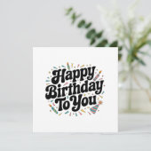 Retro Confetti Verjaardag Kaart (Staand voorkant)