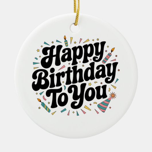 Retro Confetti Verjaardag Keramisch Ornament (Voorkant)