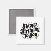 Retro Confetti Verjaardag Magneet (Voorkant / Achterkant)