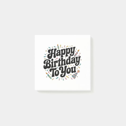 Retro Confetti Verjaardag Post-it® Notes (Voorkant)