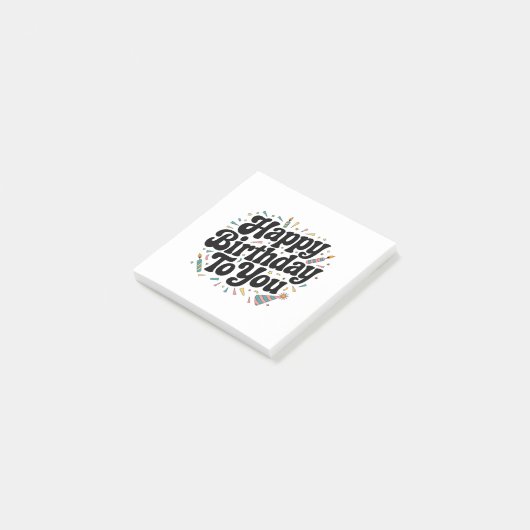 Retro Confetti Verjaardag Post-it® Notes (Schuin)
