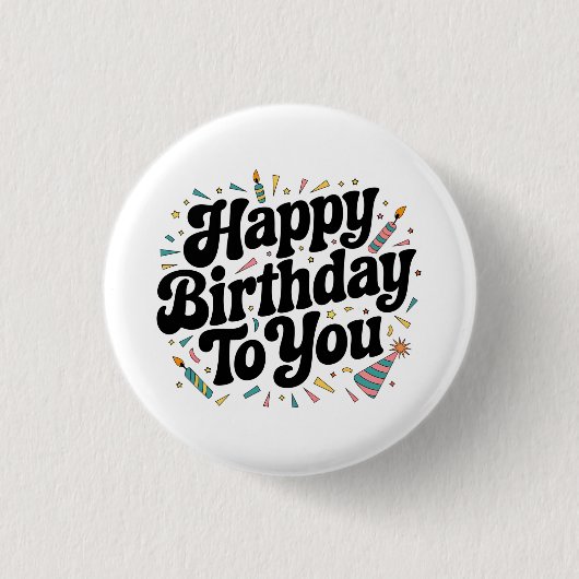 Retro Confetti Verjaardag Ronde Button 3,2 Cm (Voorkant)