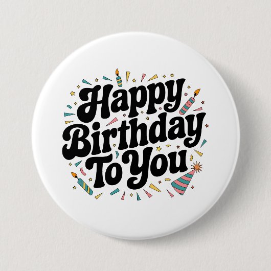 Retro Confetti Verjaardag Ronde Button 7,6 Cm (Voorkant)