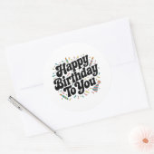 Retro Confetti Verjaardag Ronde Sticker (Envelop)