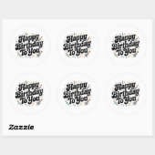 Retro Confetti Verjaardag Ronde Sticker (Vel)